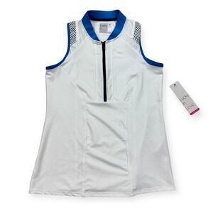 NEW Lucky in Love Top Women's XS White Vaportex 1/4 Zip Sleeveless Shirt Tennis